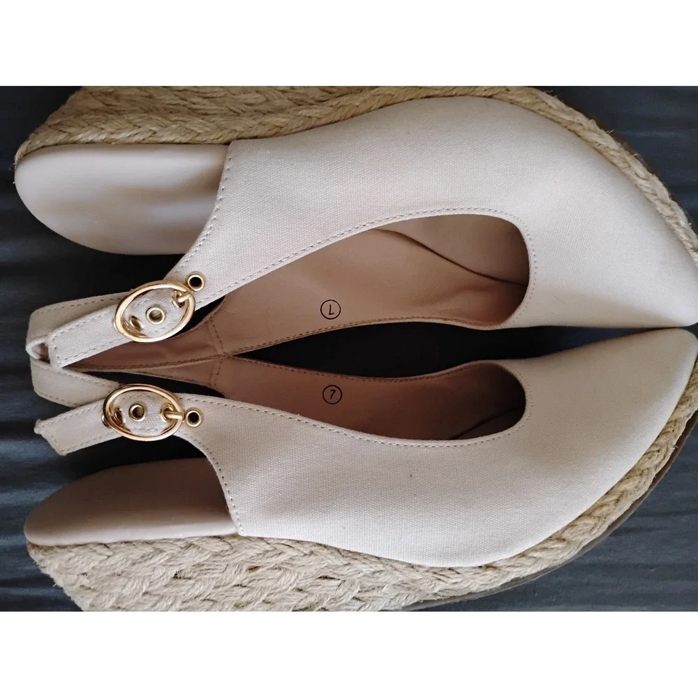 🌸Beige Slingback Espadrilles Wedge Summer beachy preppy clean girl minimalist